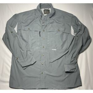 Drake Clothing‎ Company Mens Long Sleeve Shirt Button Down Fishing Gray Size L